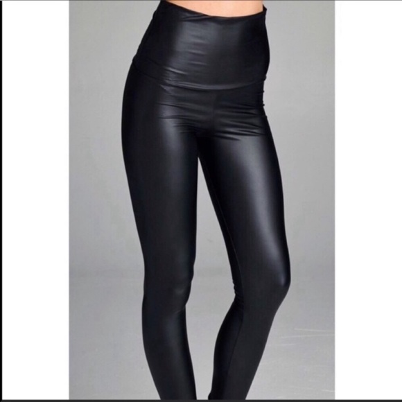 S-XL Avail! High Waisted Vegan Leather Leggings - Picture 2 of 7